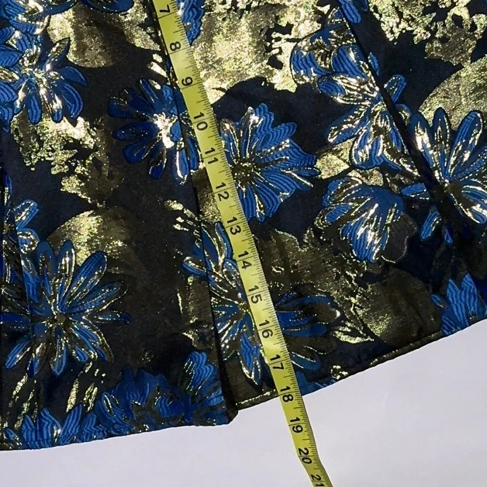 Blue Elephant, Mini Skirt, Blue, Black and Gold, Small